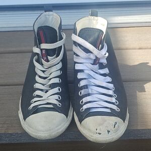 Black High-Top Sneakers with White Laces